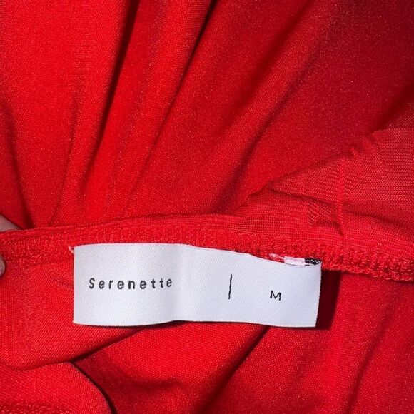 NWOT Serenette Red Ruffle Midi Dress Size Medium - Picture 4 of 5